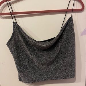 Sparkly cowl neck crop top